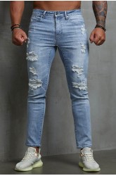 Distressed Slim-fit High Waist Men's Ankle Jeans