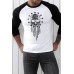 Black Skull Star Graphic Printed Color Block Long Sleeve Top