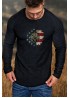 US Flag Sunflower Print Pleated Slim-fit Men's T-shirt