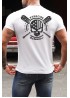 White Skull Baseball Graphic Print Short Sleeve Men's Graphic Tee